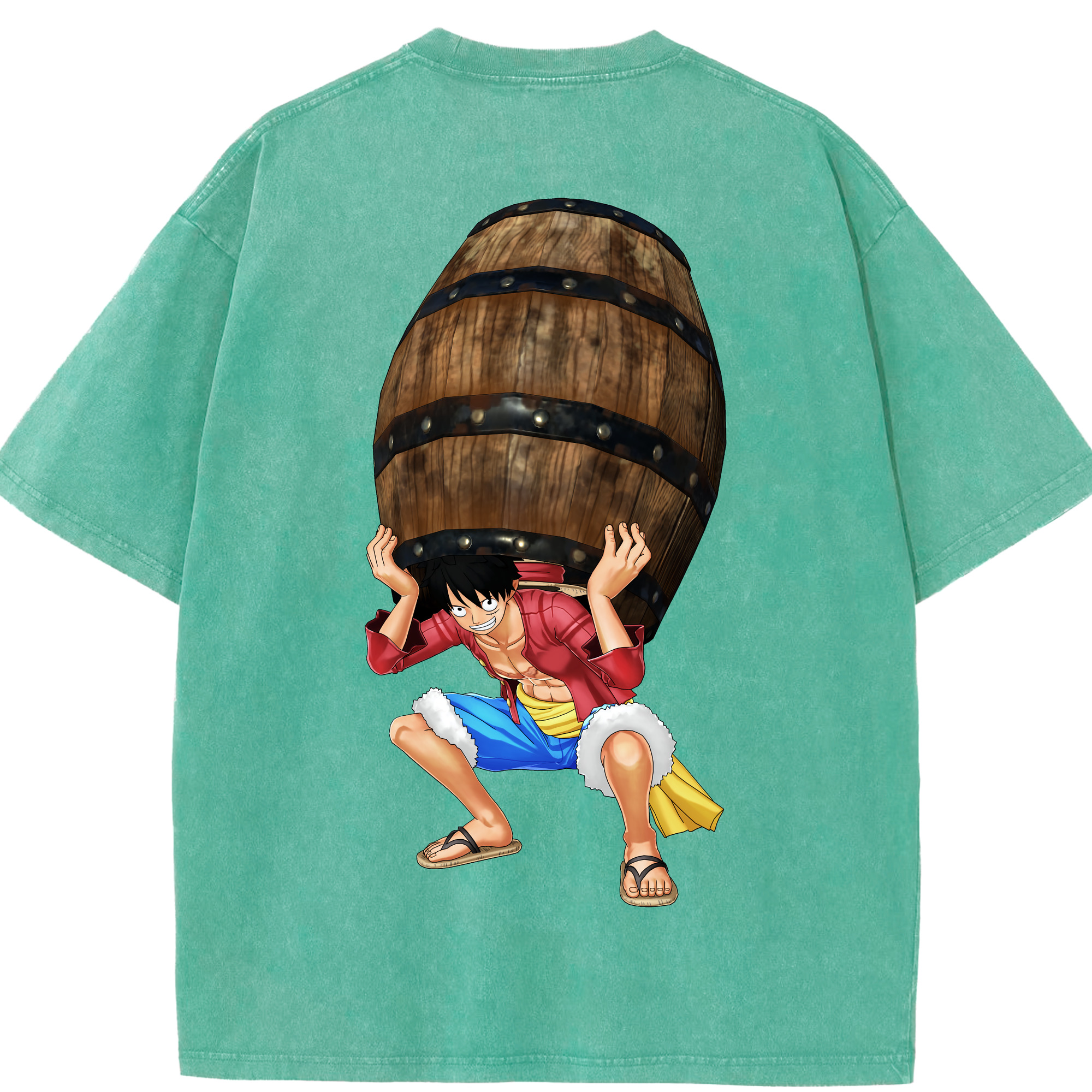 ワンピース モンキー・D・ルフィ ONE PIECE Monkey D. Luffy 綿100% ヴィンテージ風 半袖Tシャツ（背面プリント）
